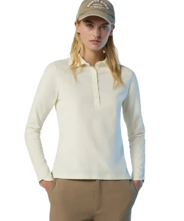 North Sails - Γυναικείο Μακρυμάνικο peachskin Polo 093583-000-012A Λευκό 2
