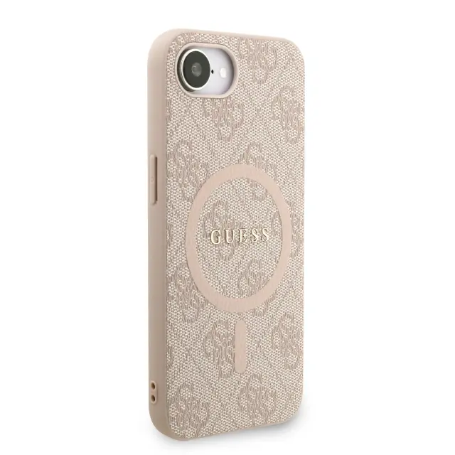 Guess PU Leather 4G Colored Ring Strap MagSafe Case for iPhone 16e/17e Pink 3
