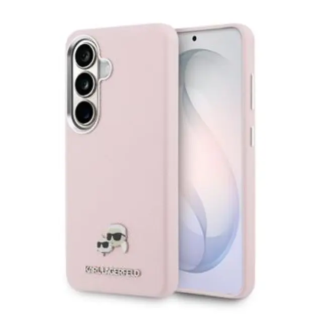 Karl Lagerfeld Grained PU Leather K&CH Heads Magnetic Case for Samsung Galaxy S26 Pink