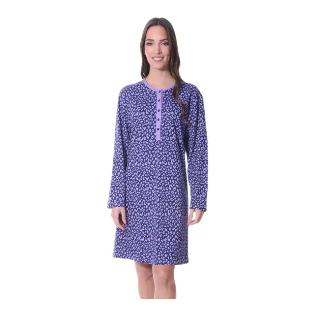 Lydia Creations Γυναικείο Σετ Ρόμπα-Νυχτικό Animal Print, Χρώμα Λιλά 2