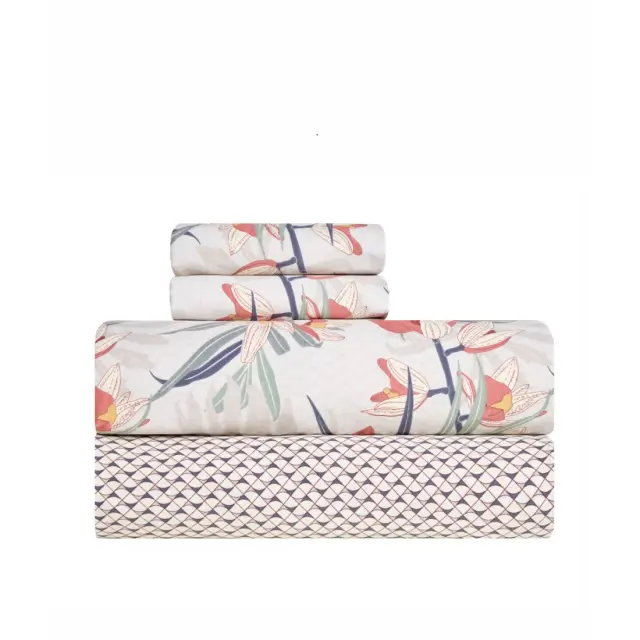 Σετ Σεντόνια Υπέρδιπλα 4 Τεμαχίων Kentia Sumela 26 Beige-Terracotta-Green-Blue 240x270 3