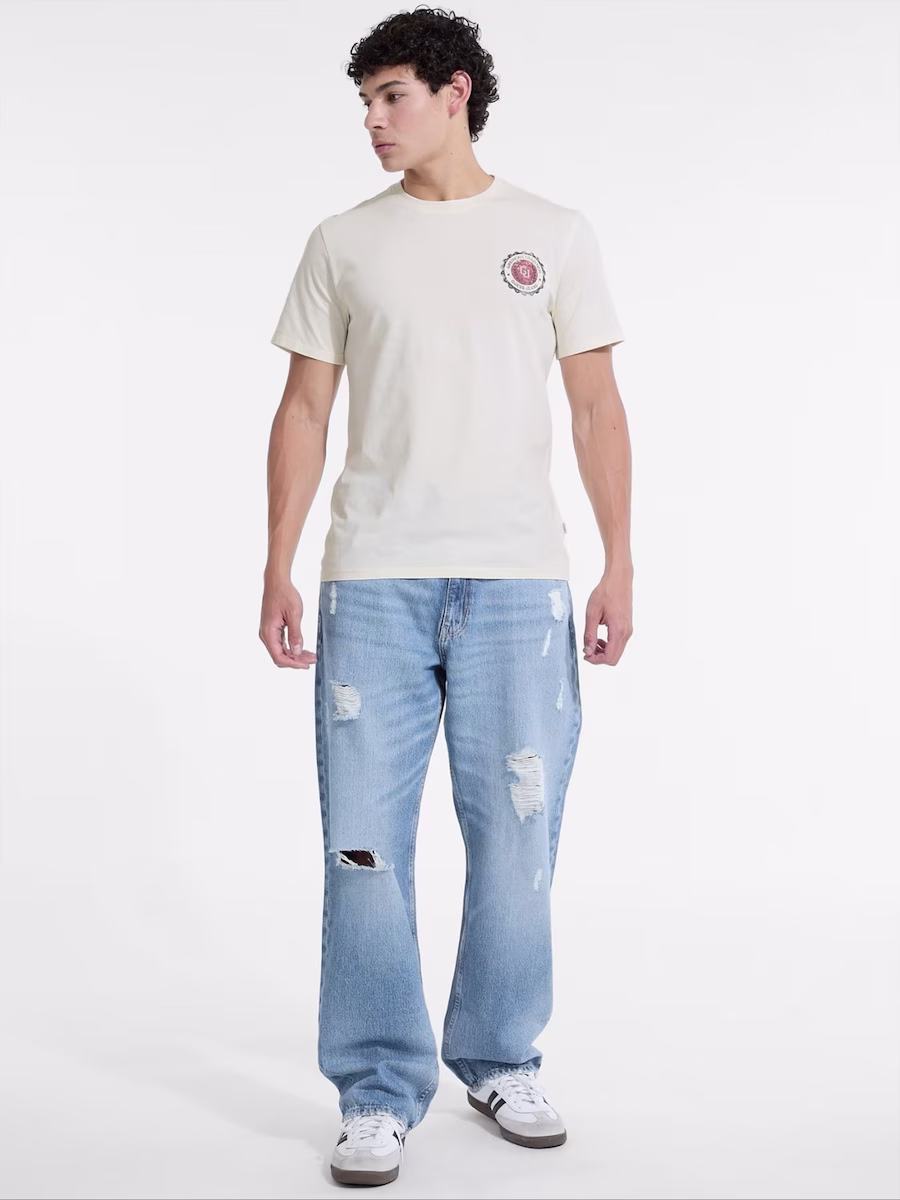 Guess Ανδρικό Μπέζ T-Shirt Με Λογότυπο Πίσω Μπεζ 2