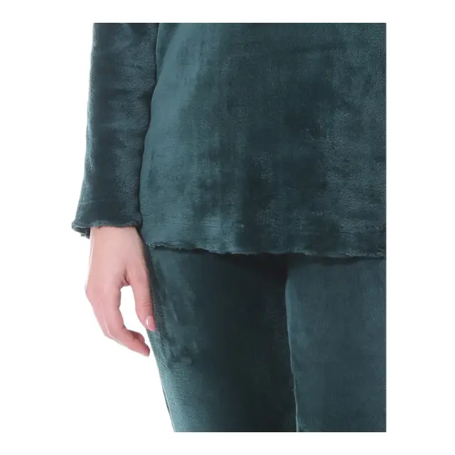 Lydia Creations Γυναικεία Πυτζάμα Fleece Αρκουδάκι, Χρώμα Σκούρο Πράσινο 3
