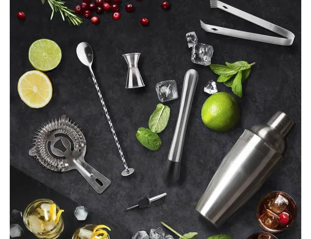 Σετ Σερβιρίσματος Κοκτέιλ Cook Concept απο Ανοξείδωτο Ατσάλι με Ξύλινη Βάση απο Μπαμπού - 8 τεμάχια KV7303 3