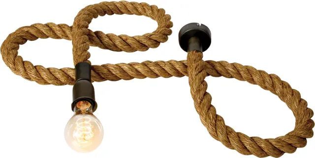 VK Lighting VK/03042E/B Κρεμαστό Φωτιστικό Vintage Ανάρτηση Με Σχοινί Καφέ
