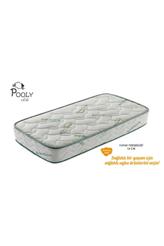 Stewehome Ορθοπεδικό στρώμα με ελατήρια από μπαμπού για μονό κρεβάτι Λευκό 185x80x16 cm 2