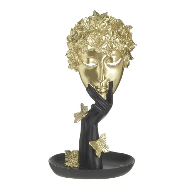 Διακοσμητικό Πρόσωπο Μαύρο/Χρυσό Polyresin 15x11x28cm 3-70-146-0439