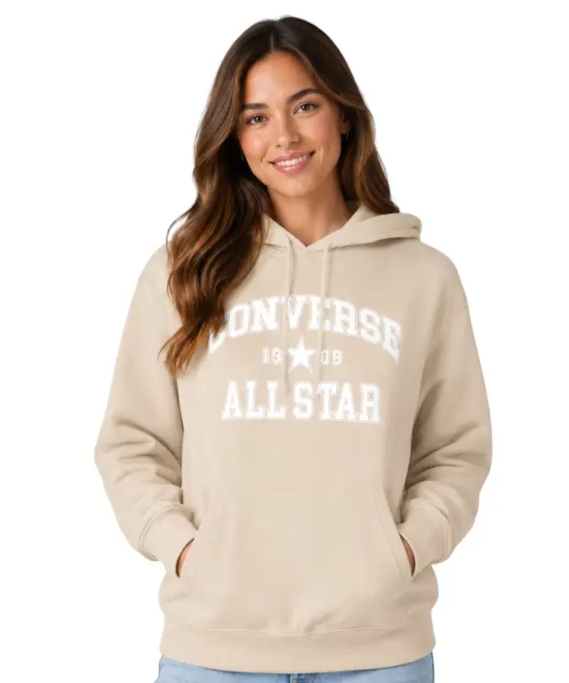 Converse - Γυναικεία Μπλούζα Φούτερ Standard Fit CVW6H113-127 Εκρού - S