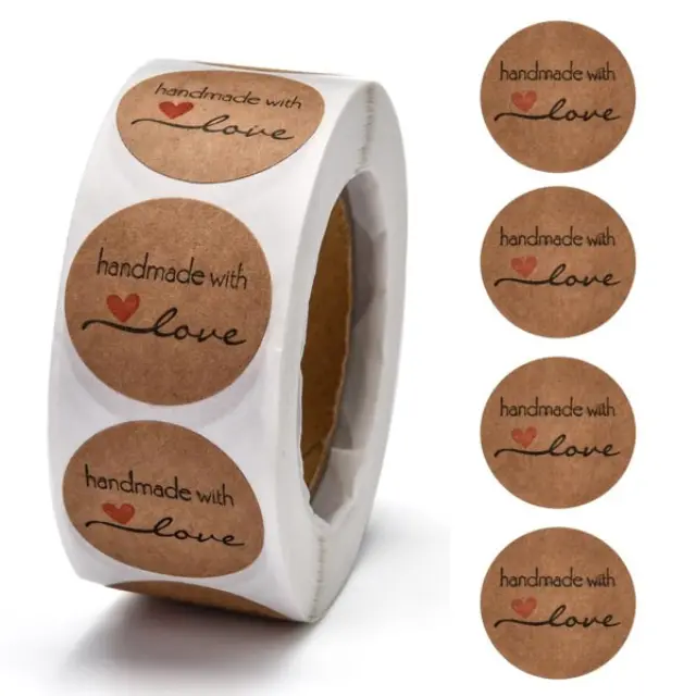 Αυτοκόλλητα "Handmade with Love" 25mm - 500τεμ/ρολό