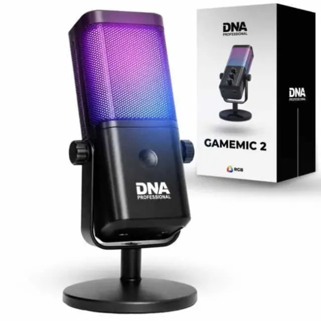 DNA GAMEMIC 2 condenser microphone USB RGB for computer gaming studio wired desktop stand set