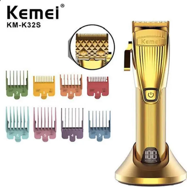 Kemei KM-K32S Επαναφορτιζόμενη Κουρευτική Μηχανή Χρυσή 3