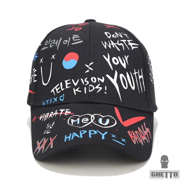 Ghetto Streetwear Graffiti Caps Black