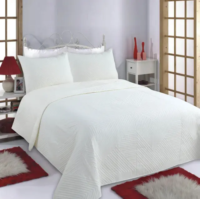 ΚΟΥΒΕΡΛΙ σετ (160cm x 220cm + 1 x 50cm x 70cm) LINES ivory - -