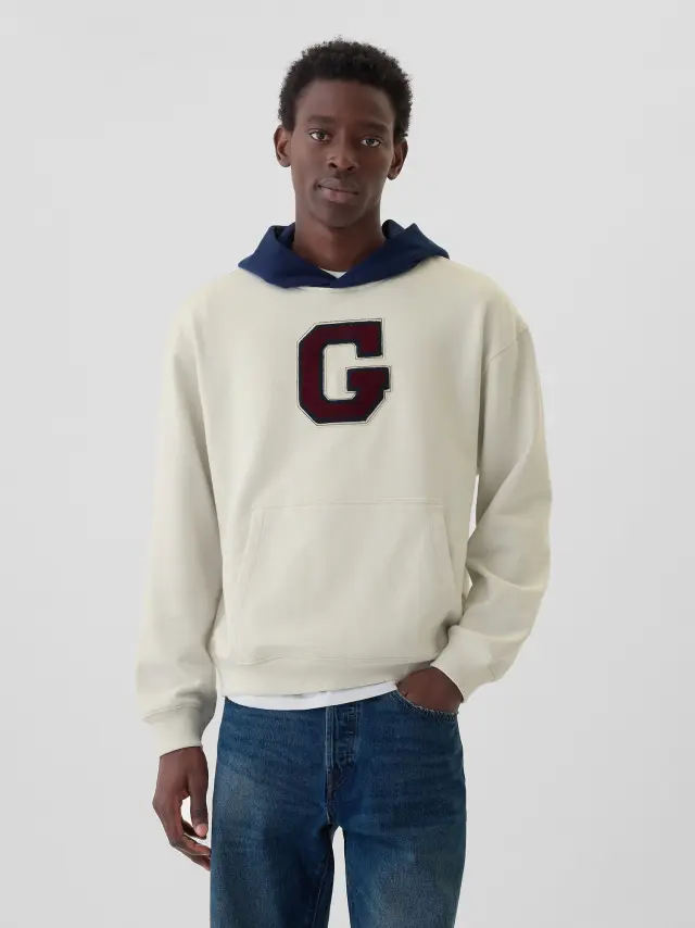 Μπλε Colorblock Varsity Logo Φούτερ με Κουκούλα Elysian blue - XXL