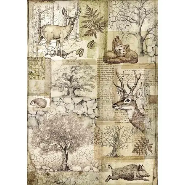 Ριζόχαρτο Stamperia 21x29cm A4, Forest Deer and wild boar