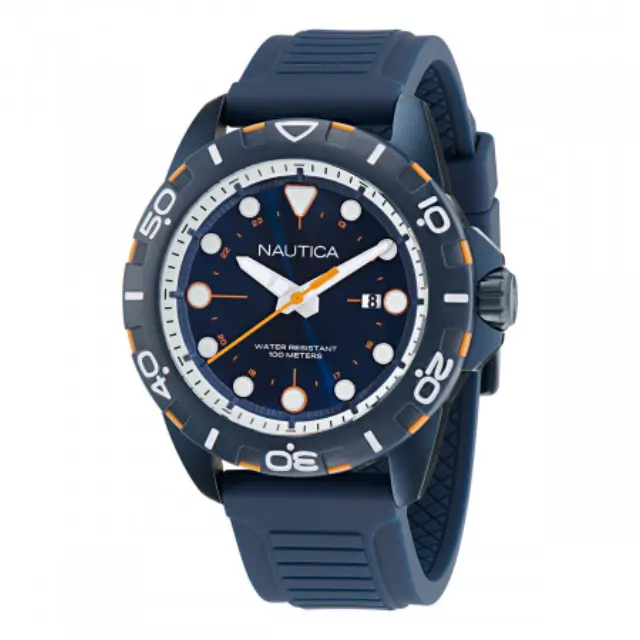 Nautica NSR, Men's Watch, Blue Silicone Strap NAPNRS401