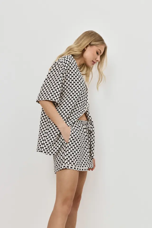 Aruelle Vesper Set Short Πιτζάμα Κοντομάνικη Με Κουμπιά Geometric 3