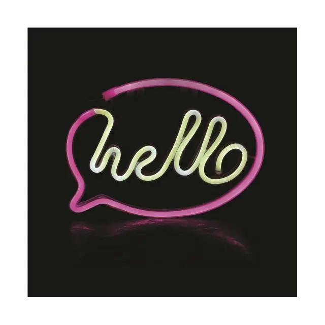 AcaLight Offer HELLO, 220 NEON LED ΛΑΜΠΑΚΙΑ ΜΕ ΜΠΑΤΑΡΙΑ (3xΑΑ)/USB, ΡΟΖ/ΛΕΥΚΟ, IP20, 25.5*2*18.5