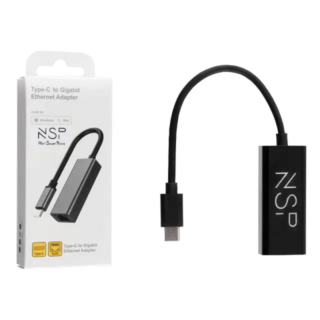 Αντάπτορας USB Type-C 3.1 Αρσενικό Σε RJ45 Gigabit Ethernet Θηλυκό 1000Mbps NSP N08 2