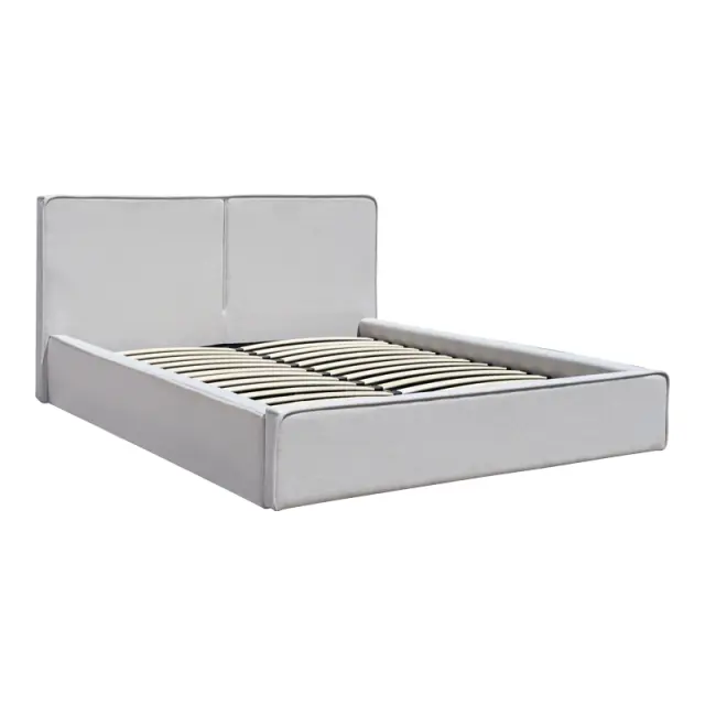 Κρεβάτι διπλό Zento pakoworld γκρι μπεζ ύφασμα 160x200εκ 3