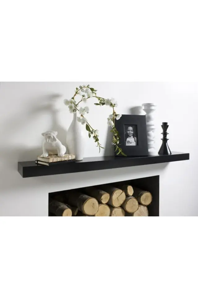 Stewehome Ράφι τοίχου από με κρυφή στήριξη 50 cm Μαύρο 50x12x12 cm