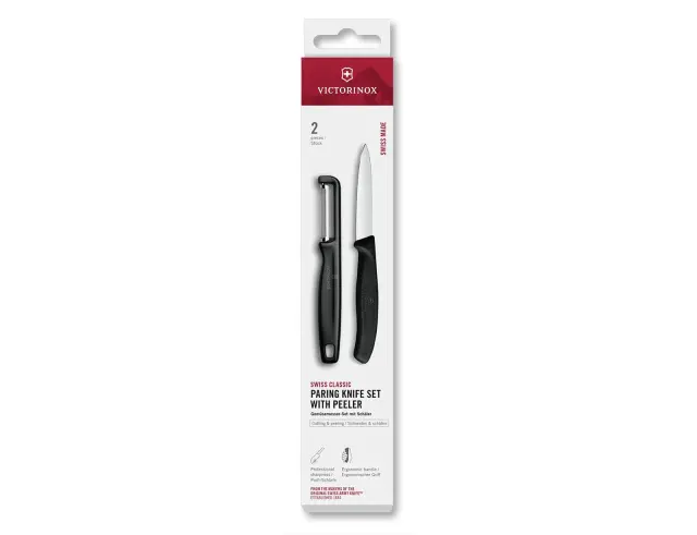 Σετ Μαχαίρια Γενικής Χρήσης & Αποφλοιωτής Victorinox Swiss Classic με μήκος λεπίδας 8cm - Black - 2 τεμάχια6.7113.21 2