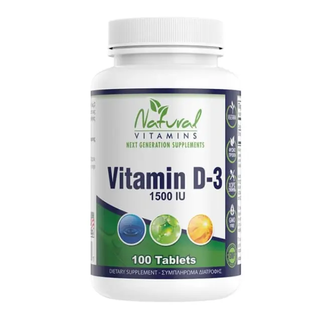 Natural Vitamins D-3 1500 IU, 100tabs
