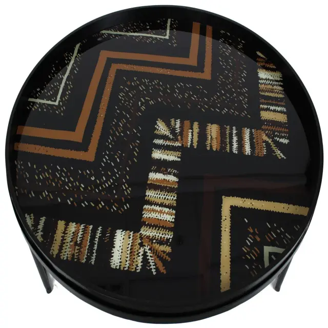 Τραπεζάκι Tribal Μαύρο Μέταλλο 90x90x38cm Σετ 3Τμχ 3