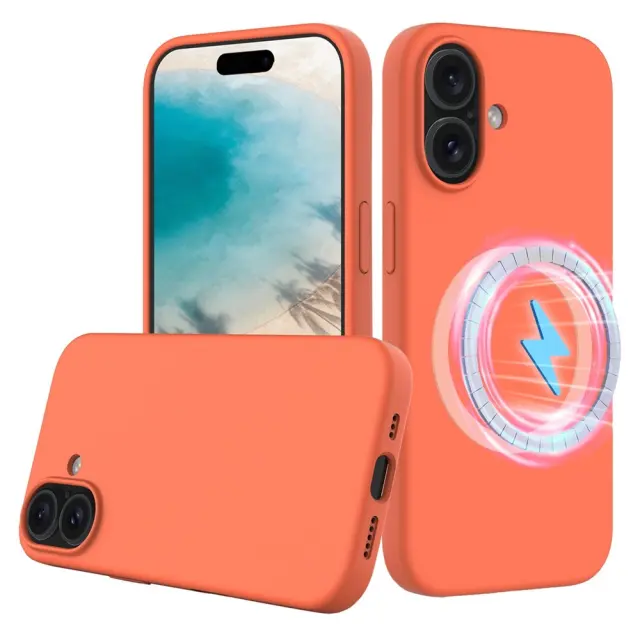 Θήκη Σιλικόνης με MagSafe για iPhone 16-Orange OEM