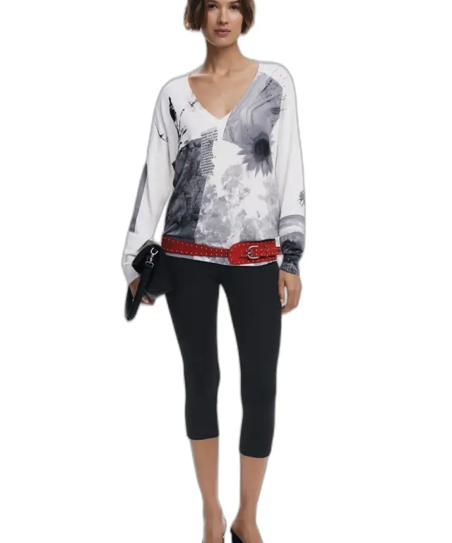 Desigual - Γυναικείο Πουλόβερ Gotemburgo Regular Fit 25WWJF15-1000 Λευκό - XS 2