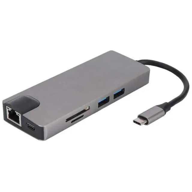 USB-C Docking Station με HDMI 4K Ethernet και σύνδεση 2 Οθονών Γκρι