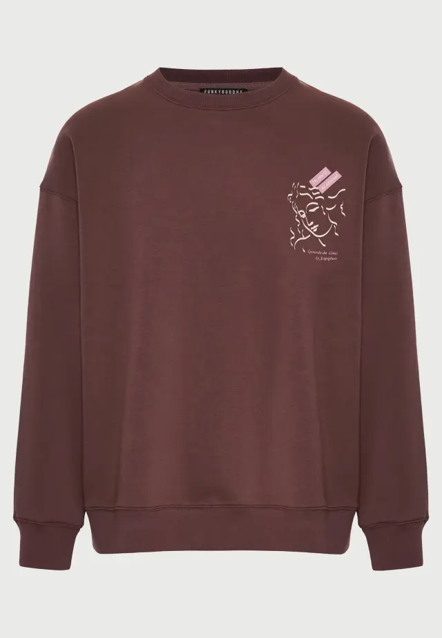 Funky Budha X Apoh London Sweatshirt Da Vinci Shadow Mauve FBU014-600-06-Shadow Mauve - XL