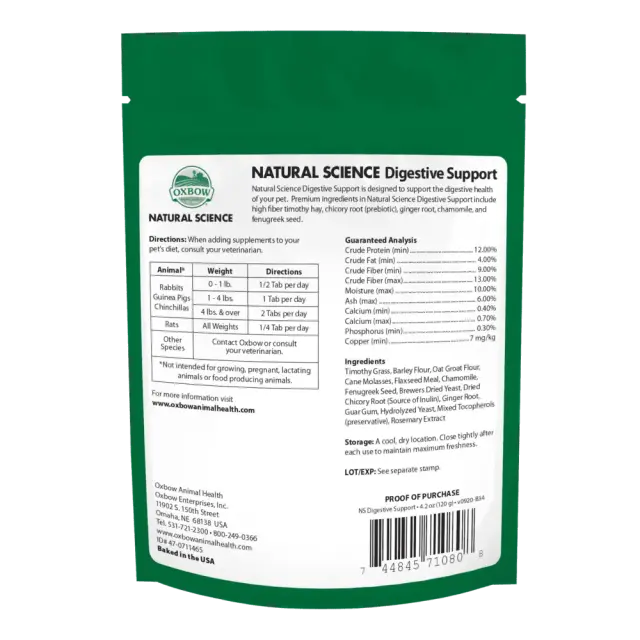 Oxbow Natural Science Συπλήρωμα Διατροφής Digestive Support 120gr Μονόχρωμο 2
