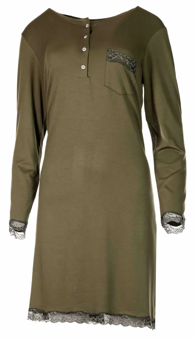 W907_1 - Oil Green - NIGHTGOWN BLACK FLOWERS 3