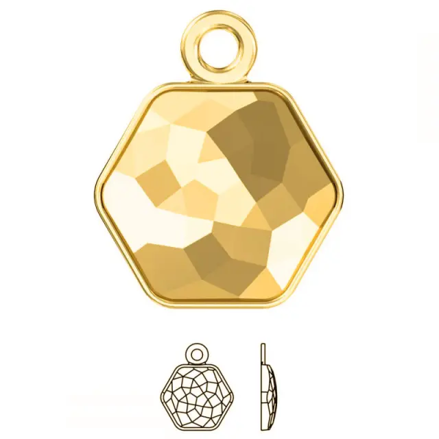 Κρεμαστό Καστόνι για Swarovski 4683 Fantasy Hexagon 10x11.2mm - Gold Plated - 1τεμ