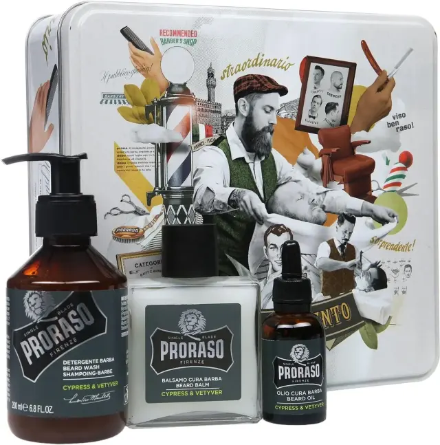 Proraso Gift Set Cypress & Vetyver με Shampoo 200ml, Balm 100ml, Λάδι 30ml