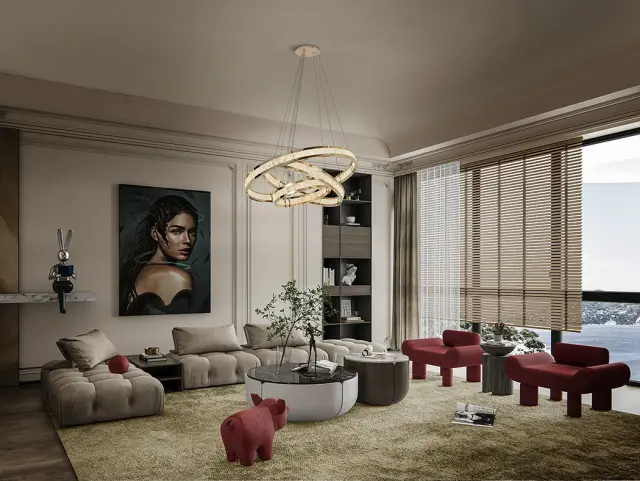Lorian 227292 – Κρεμαστό Φωτιστικό Οροφής LAMP 3 RINGS Gloss Golden LED Dimmable Χρυσό