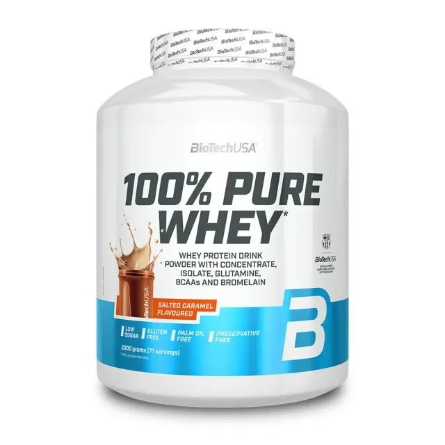 Biotech USA 100% Pure Whey Πρωτεΐνη Ορού Γάλακτος Χωρίς Γλουτένη με Γεύση Salted Caramel 2kg