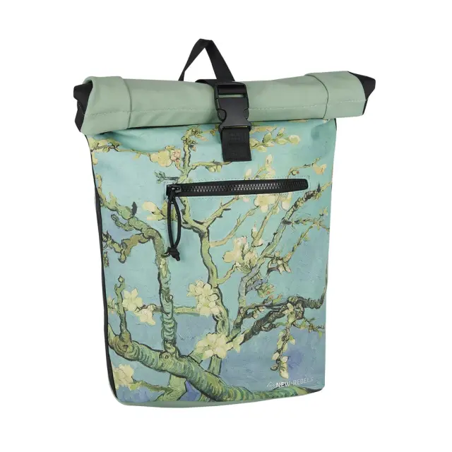 New Rebels Mart Art Roll-Top Backpack (L): Almond Blossoms