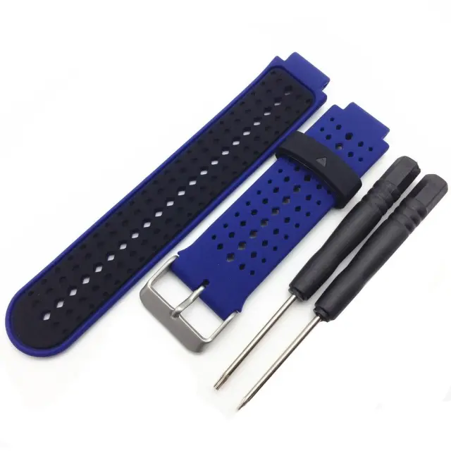 Silicone Watch Strap Για Garmin Forerunner 220/230/235/630/735 - Black/Dark Blue ΟΕΜ