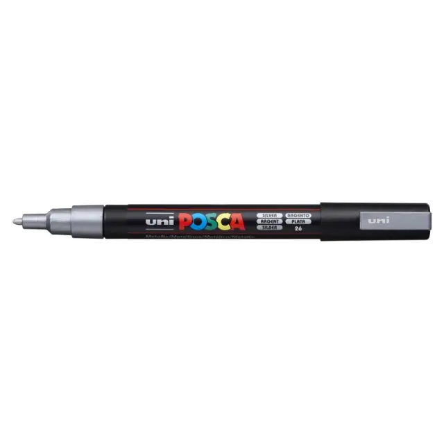 Μαρκαδόρος Σχεδίου Uni Posca PC-3M με πάχος μύτης 0.9-1.3mm - SilverPC-3M(E) - AΣHMI