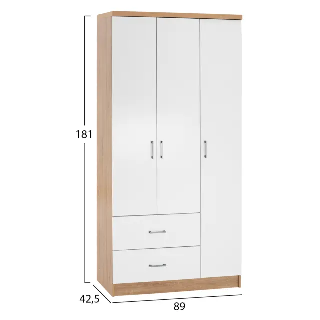 ΝΤΟΥΛΑΠΑ 3ΦΥΛΛΗ ME 2 ΣΥΡΤΑΡΙΑ FB9340.06 SONAMA - ΛΕΥΚO 89x42,5x181 εκ. 2