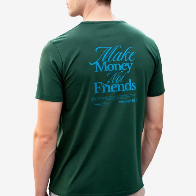 T-shirt Noshame® Army με τύπωμα Make Money not Friends - 122583 - XXL