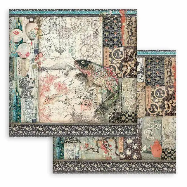 Χαρτί Scrapbooking Stamperia Διπλής Όψης - Sir Vagabond in Japan Mechanical Fish - 31x30cm
