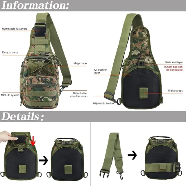 Σακίδιο πλάτης/στήθους - One Strap - BL050-B14 - 270546 - Army Beige 2
