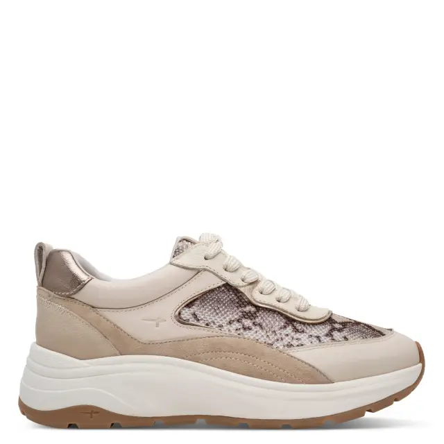 Γυναικεία Ανατομικά Δερμάτινα Sneakers Tamaris 1-23718-46 483 Beige Snake Animal Print - 36