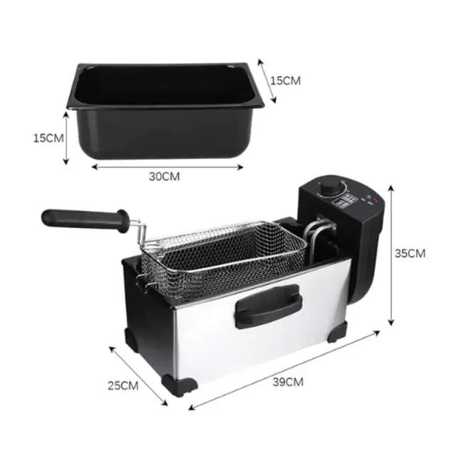 RAF Φριτέζα λαδιού inox 2000W 3.0L R.5299 - Deep Fryer 92011 2