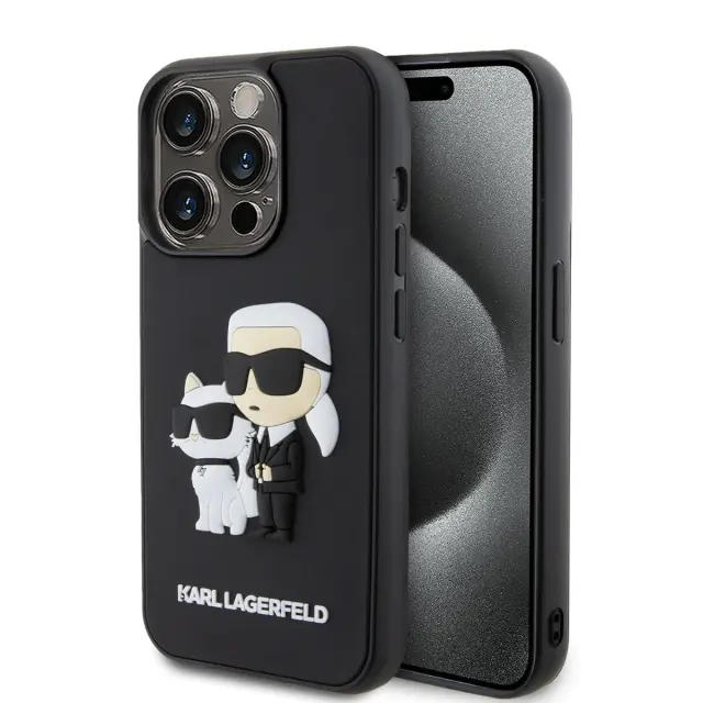 Karl Lagerfeld 3D Rubber Karl & Choupette Back Cover Συνθετική Μαύρο (iPhone 15 Pro)