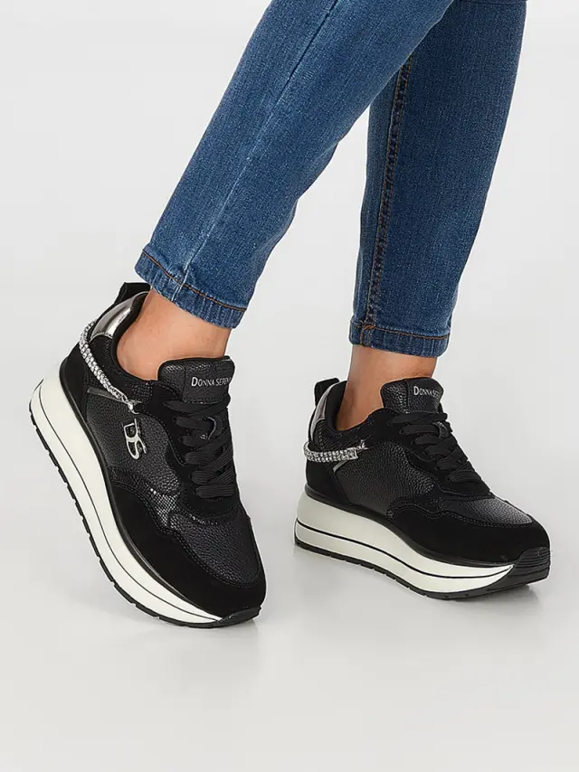 Donna Serena Sneakers Γυναικείο Δέρμα/Άλλα Υλικά Μαύρο DSE/5534 NERO 2
