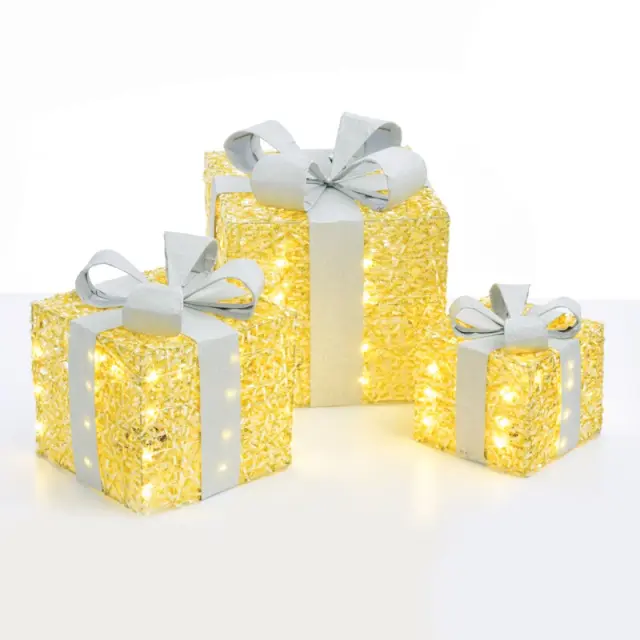 ΔΩΡΑ ΧΡΥΣΑ ΜΕ ΑΣΗΜΕΝΙΑ ΚΟΡΔEΛΑ 90 MINI LED (20+30+40) ΘΕΡΜΟ ΛΕΥΚΟ ΜΕ ΜΠΑΤΑΡΙΕΣ 3XΑΑΑ IP20 180x240x300mm / X1190115